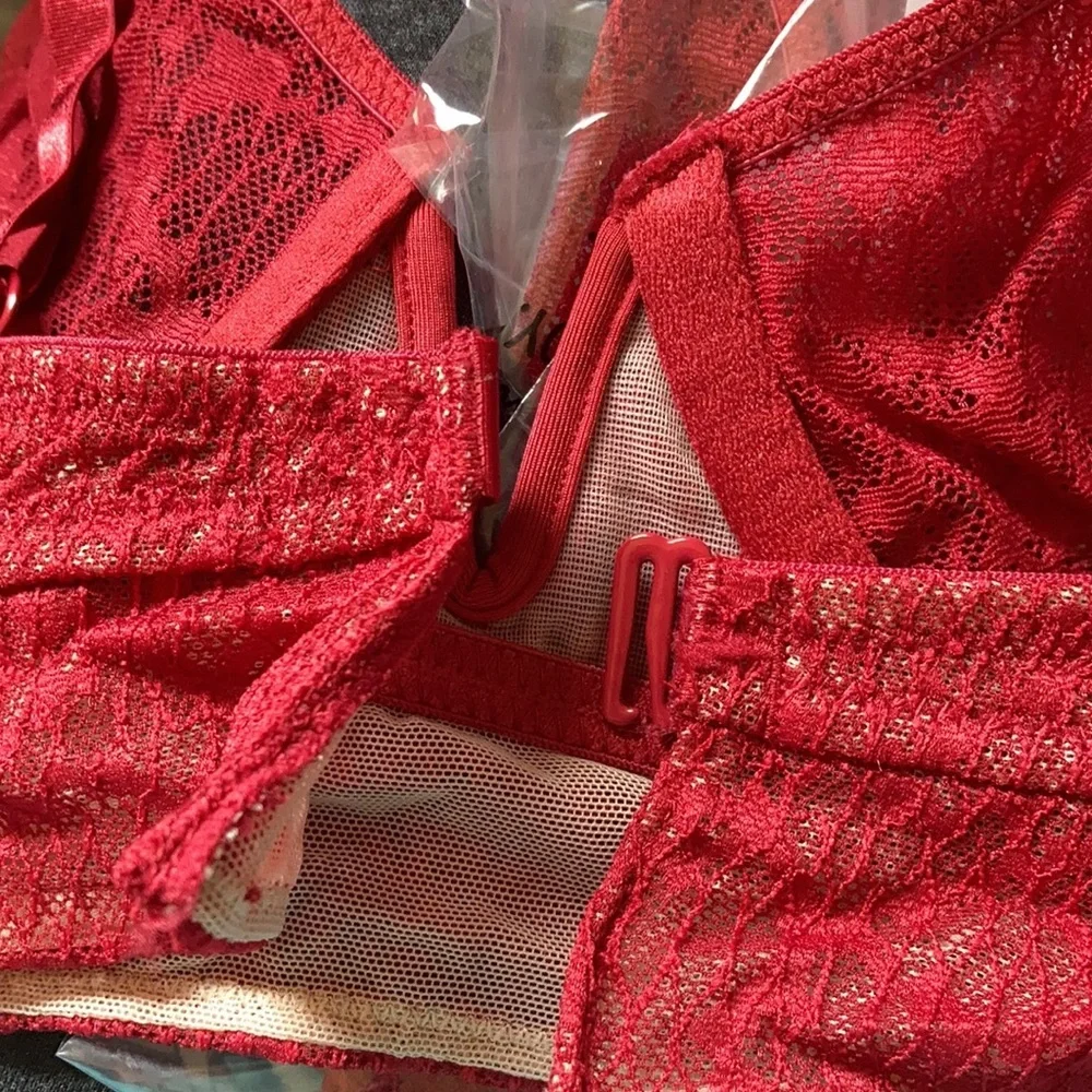 NWT Free People Set Bra & Panty Lace Berry Electric